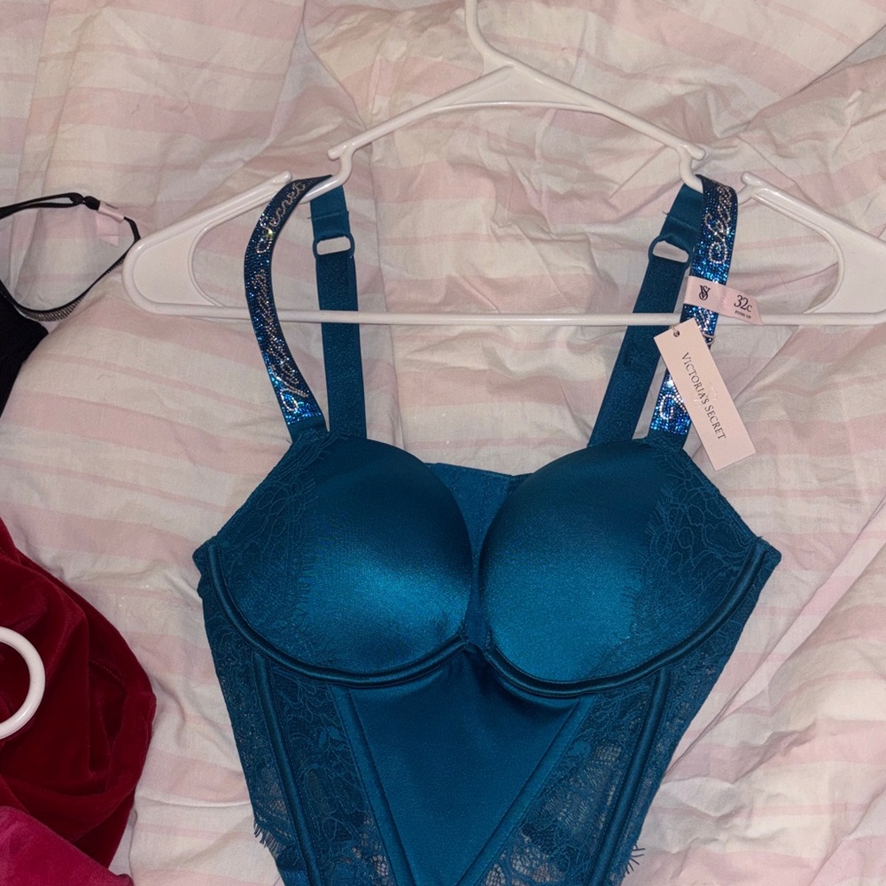 Victoria's Secret Blue Lace Underwire Bodysuit NWT